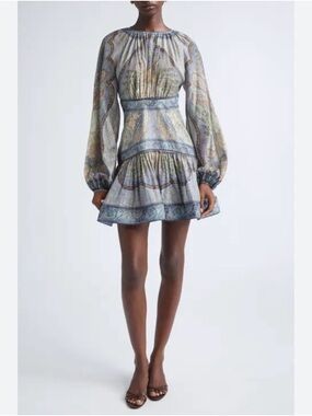 Zimmermann Wanderlust Long Sleeve Fit & Flare Minidress